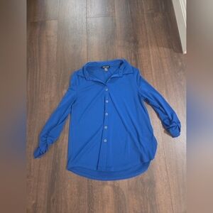 Cable & Gauge  Blue Button-Up Blouse